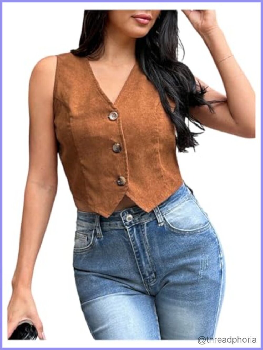 Women's Cropped Vest Top V-Neck Sleeveless Button Front Casual